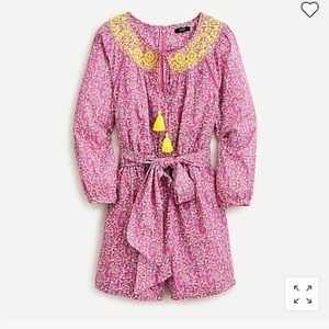 J Crew Embroidered romper in pink vines block print